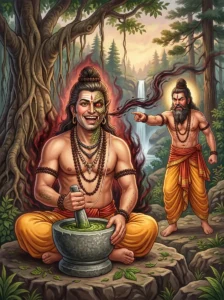 Indivaraksha turning into a Rākṣasa after cursed by Brahmamitra for stealing the knowledge of Ayurveda in Mārkaṇḍeya Purāṇa Svarocisha Manvantara