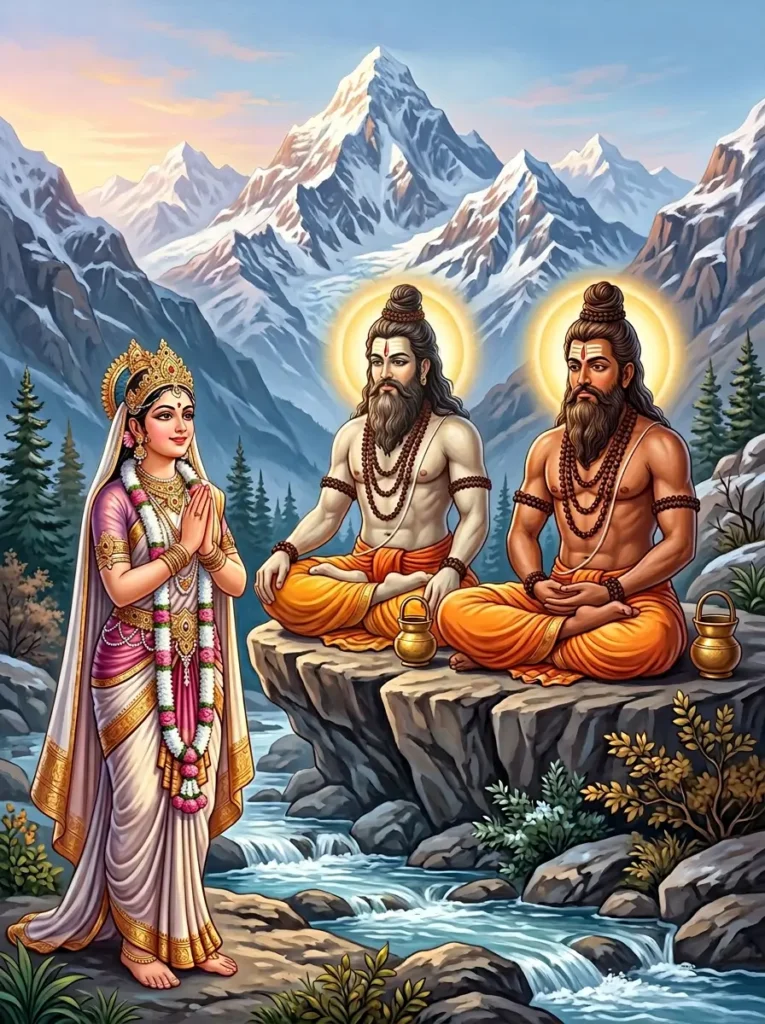 Nara Narayana - Apsara Urvasi is born from Nara Narayana Ṛṣis in Badrinath as narrated in Bhagavatha Maha Purāṇa