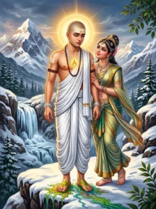 Pravara, a Brahmin from Arunaspada in the midst of himalayas rejecting the apsara varuthini in Mārkaṇḍeya Purāṇa.