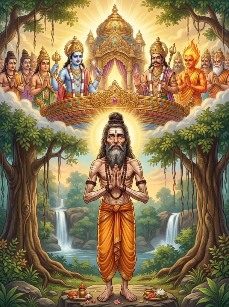 Ruci Prajapati speaking to Pitru Devatas about cotinuing his lineage in Mārkandeya Purāṇa Raucya Manvantara