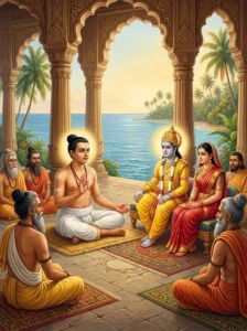 Sage Ananta Muni discourses on Vishṇu's maya before Kalki, Padmavati, and ṛshis.