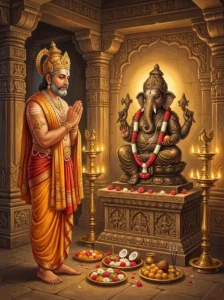 Kāśirāja worships the metal image of Dhundhiraja in Kāśī during the Krīḍā Khaṇḍa.